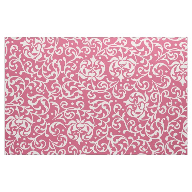Tecido Damasco floral cor-de-rosa e branco do (Fat Quarter)
