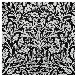 Tecido Damasco floral de Nouveau da arte, preto e branco