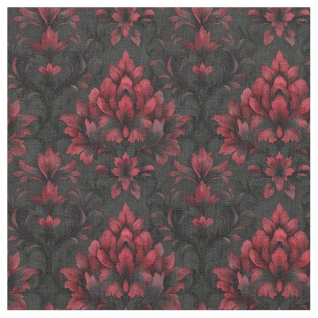 Tecido Damasco preto e vermelho e preto escuro (Detalhe)