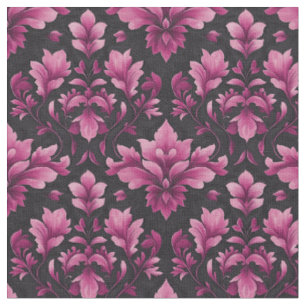 Tecido Damasco Rosa em Preto