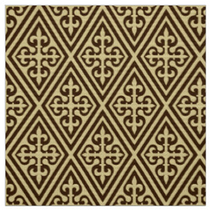 Tecido Damasco transversal medieval - Brown escuro e Tan