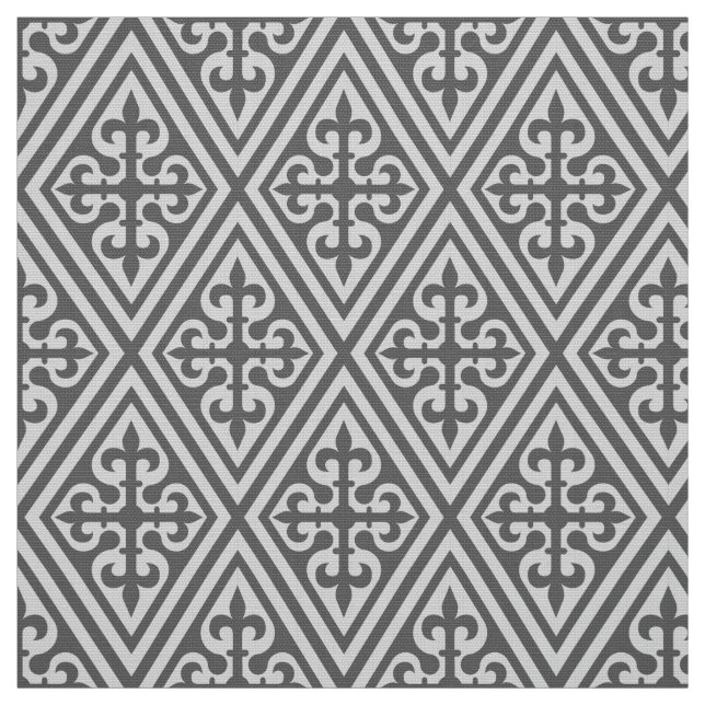 Tecido Damasco transversal medieval - cinza de (Modelo)