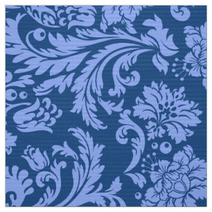 Tecido Damascos florais elegantes do azul & dos azuis