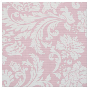 Tecido Damascos florais elegantes do rosa branco & Pastel