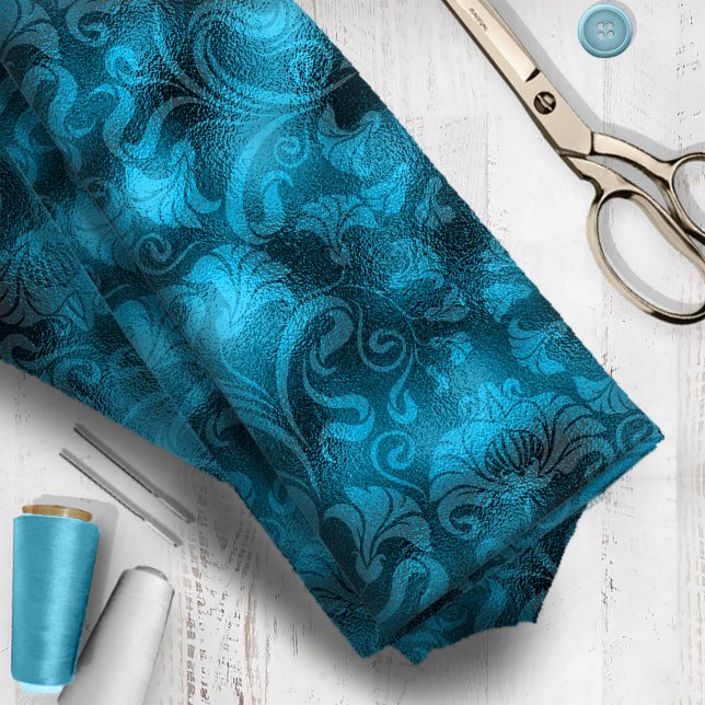 Tecido Damask Floral Shimmer Turquoise Blue ID461 (Criador carregado)