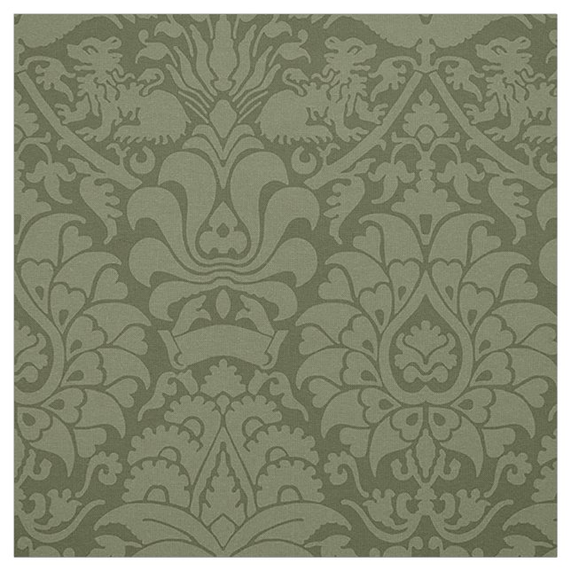 Tecido Damask with Lions, Olive Green (Modelo)