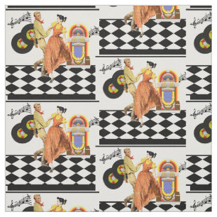 Tecido dança do casal dos registros do jukebox do