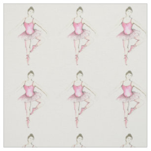 Tecido Dançarina de Balé rosa Tutu Watercolor Ballerinas
