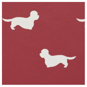 Tecido Dandie Dinmont Terrier Silhouettes Vermelho e Bran