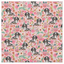 Tecido Dapple Dachshund florals rosa