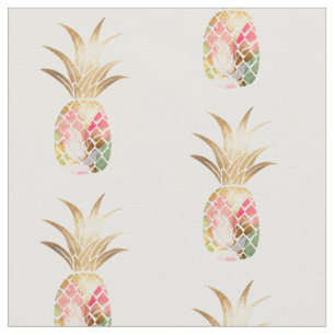 Tecido de abacaxi Dourado de aquarela
