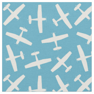 Tecido de Aeronave Retrô   Azul e Creme