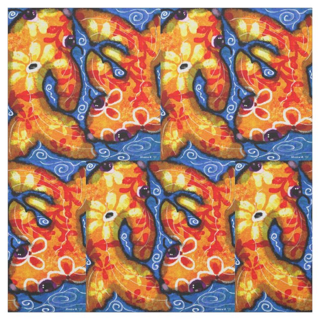 Tecido De Algodão - Abstrato Whimsical Azul De Pei (Modelo)
