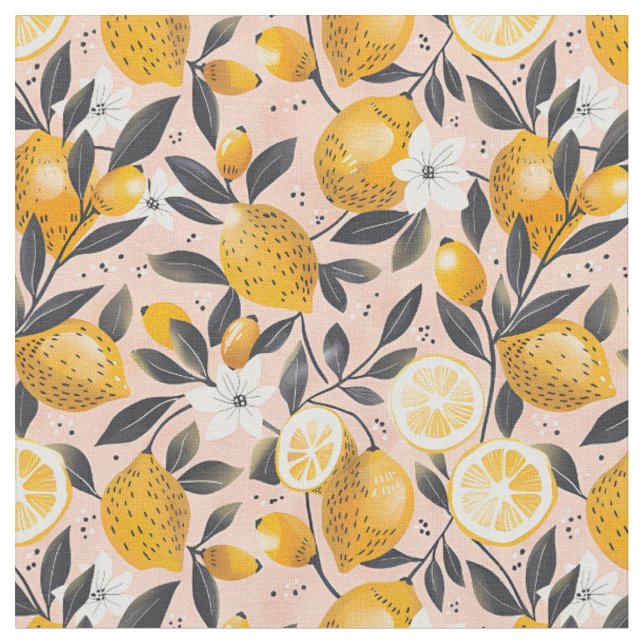 Tecido de Algodão com Estampa de Limão Amarelo (Detalhe)