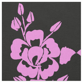 Tecido de algodão comprimido de silhueta rosa e pr