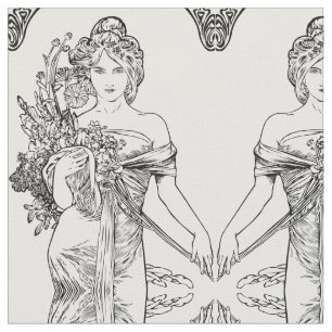 Tecido de algodão de Alphonse Mucha do nouveau da