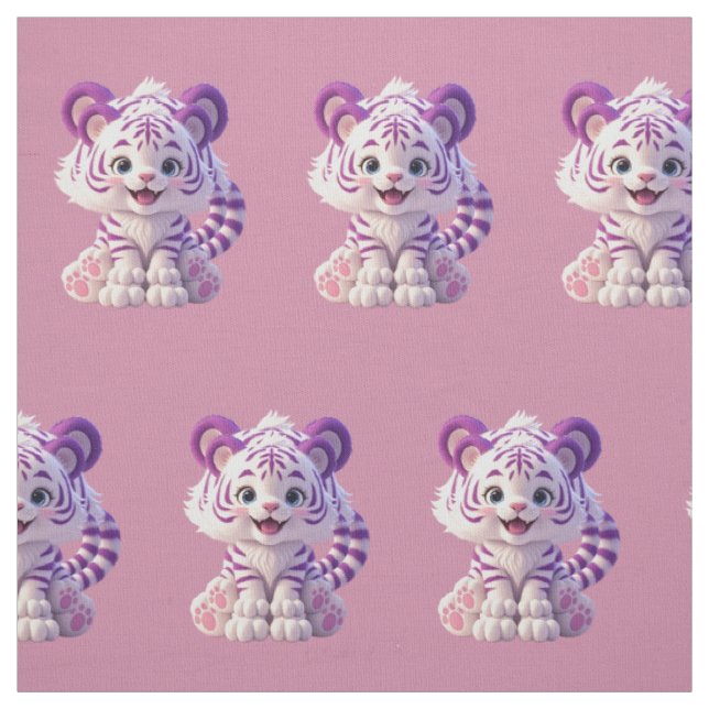 Tecido de Algodão de Bebê Tigre Roxo Fofo (Modelo)