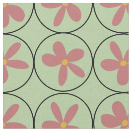 Tecido de Algodão Penteado Floral Retro Verde Ment