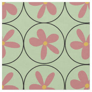 Tecido de Algodão Penteado Floral Retro Verde Ment