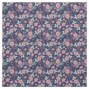 Tecido de Algodão Pima Floral Rosa Roxo Lavanda