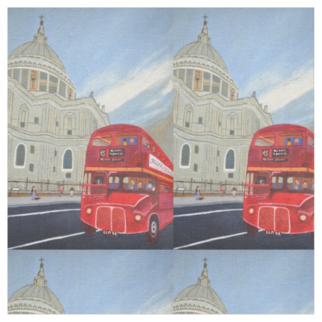Tecido de algodão Red Bus de Londres (Detalhe)