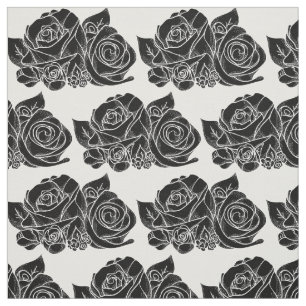 Tecido de algodão Rosas pretos