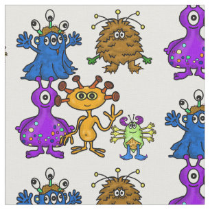 Tecido de Aliens de desenho divertidos do bobo