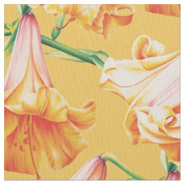 Tecido de arte de aquarela amarelo alaranjada Bell