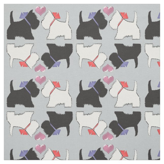 Tecido de Arte de Cães Brancos e Negros (Modelo)