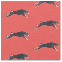 Tecido De Arte De Cão Vermelho Doberman Pinscher