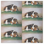 Tecido de Arte do C&#227;o do Basset Hound e Bunny Dog
