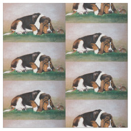 Tecido de Arte do Cão do Basset Hound e Bunny Dog