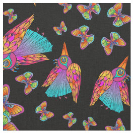Tecido de Aves e Borboletas