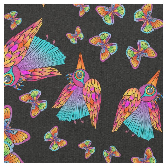 Tecido de Aves e Borboletas (Detalhe)