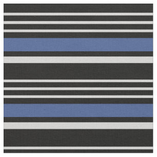 tecido de bandas cinzas, azuis e pretas