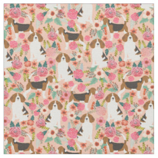 Tecido de Beagles - Flores Rosa