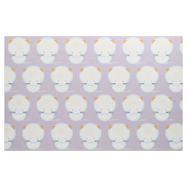 Tecido de Berçário com Padrão de Gatinhos Brancos (Fat Quarter)