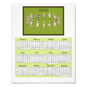 tecido De Calendário De 2023 Foto De Rabbits Dança