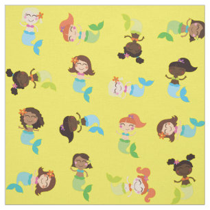Tecido de Cartões Mermaid Cute