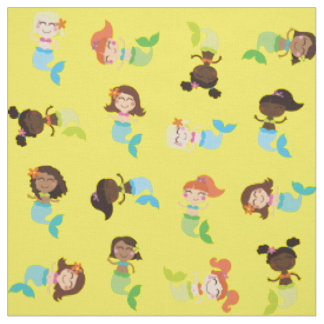 Tecido de Cartões Mermaid Cute