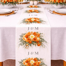 Tecido de casamento floral laranja elegante com mo
