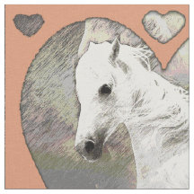 tecido de Cavalos e Corações