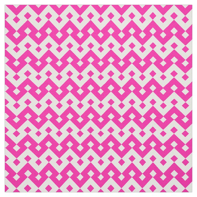 Tecido de Chevrons Brancos, Geométricos, Rosa e Br (Modelo)