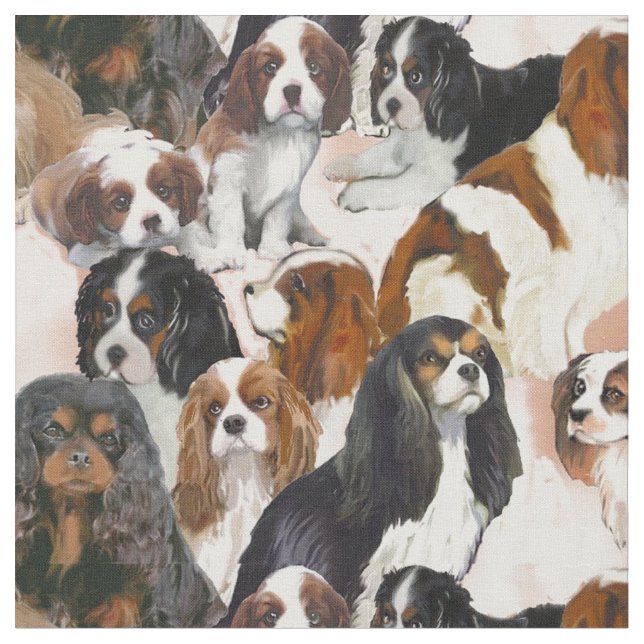 tecido de Colagem Mural do Cavalier Spaniel (Detalhe)