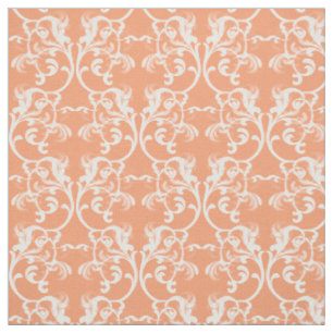 Tecido de Cor damasco Parisiense Laranja Branco