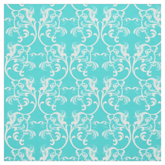 Tecido de Cor damasco Parisiense White Aqua (Modelo)