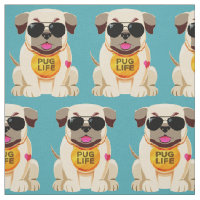 Tecido de cores personalizado Pug Life