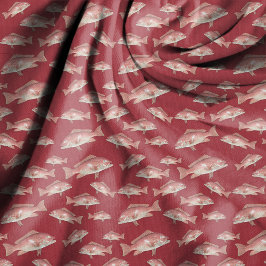 Tecido de Costura Vermelho com Padrão de Peixe Lul