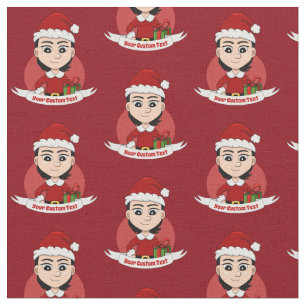 Tecido de desenho animado da menina de Natal