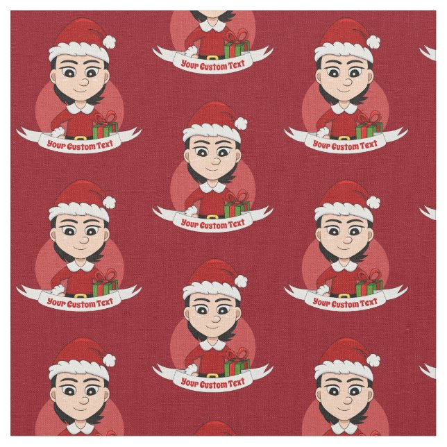 Tecido de desenho animado da menina de Natal (Detalhe)